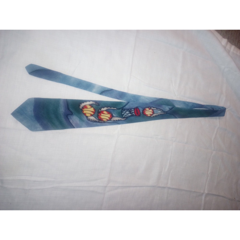 Hauser Ware Signed‎ Basketball And Hoop Multicolor Neck Tie Silk